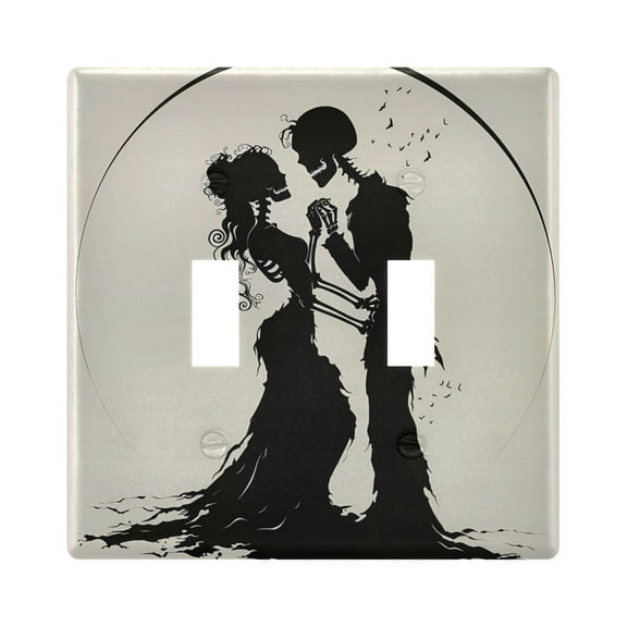 2 Gang Light Switch Cover Plate Skeleton Love Silhouette Wall Plate Decorate Electrical Outlet Cover Plates 4.56”x4.48”