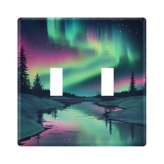 2 Gang Light Switch Cover Plate Snow Aurora Wall Plate Decorate Electrical Outlet Cover Plates 4.56”x4.48”