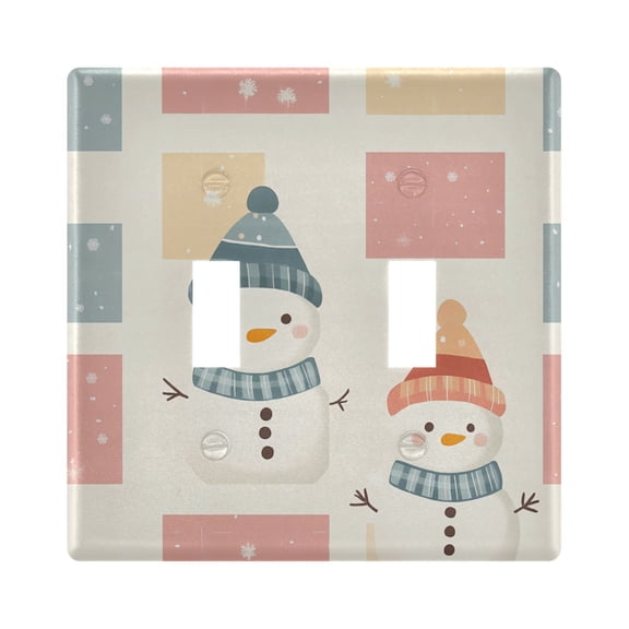 2 Gang Light Switch Cover Plate Snowman and Block Wall Plate Decorate Electrical Outlet Cover Plates 4.56”x4.48”