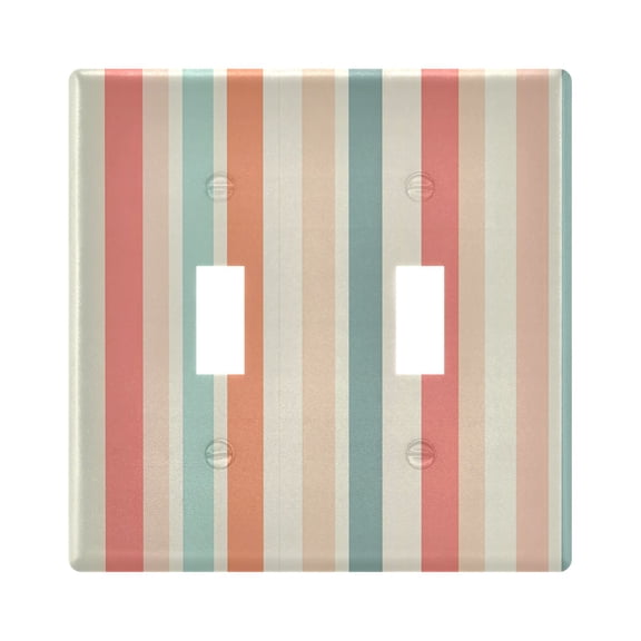 2 Gang Light Switch Cover Plate Soft Color Striped Wall Plate Decorate Electrical Outlet Cover Plates 4.56”x4.48”