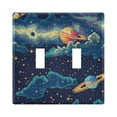 2 Gang Light Switch Cover Plate Space Pixel Style Wall Plate Decorate