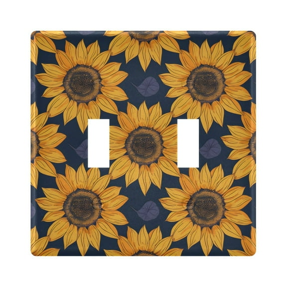2 Gang Light Switch Cover Plate Sunflowers and Small Leaf Wall Plate Decorate Electrical Outlet Cover Plates 4.56”x4.48”