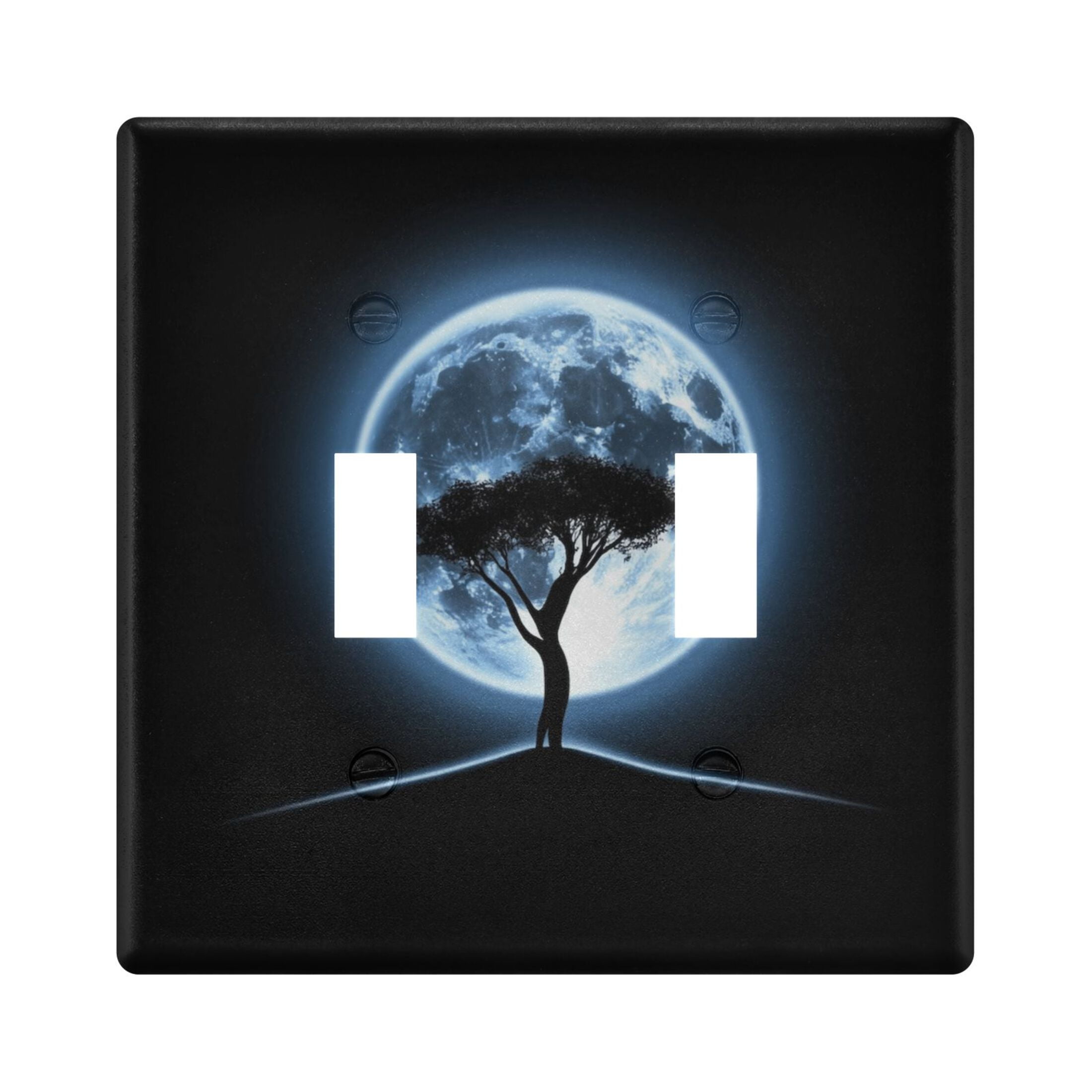 2 Gang Light Switch Cover Plate Tree and Moon Wall Plate Decorate