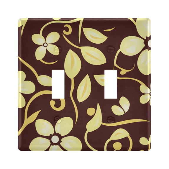 2 Gang Light Switch Cover Plate Vintage Flowers and Vines Wall Plate Decorate Electrical Outlet Cover Plates 4.56”x4.48”