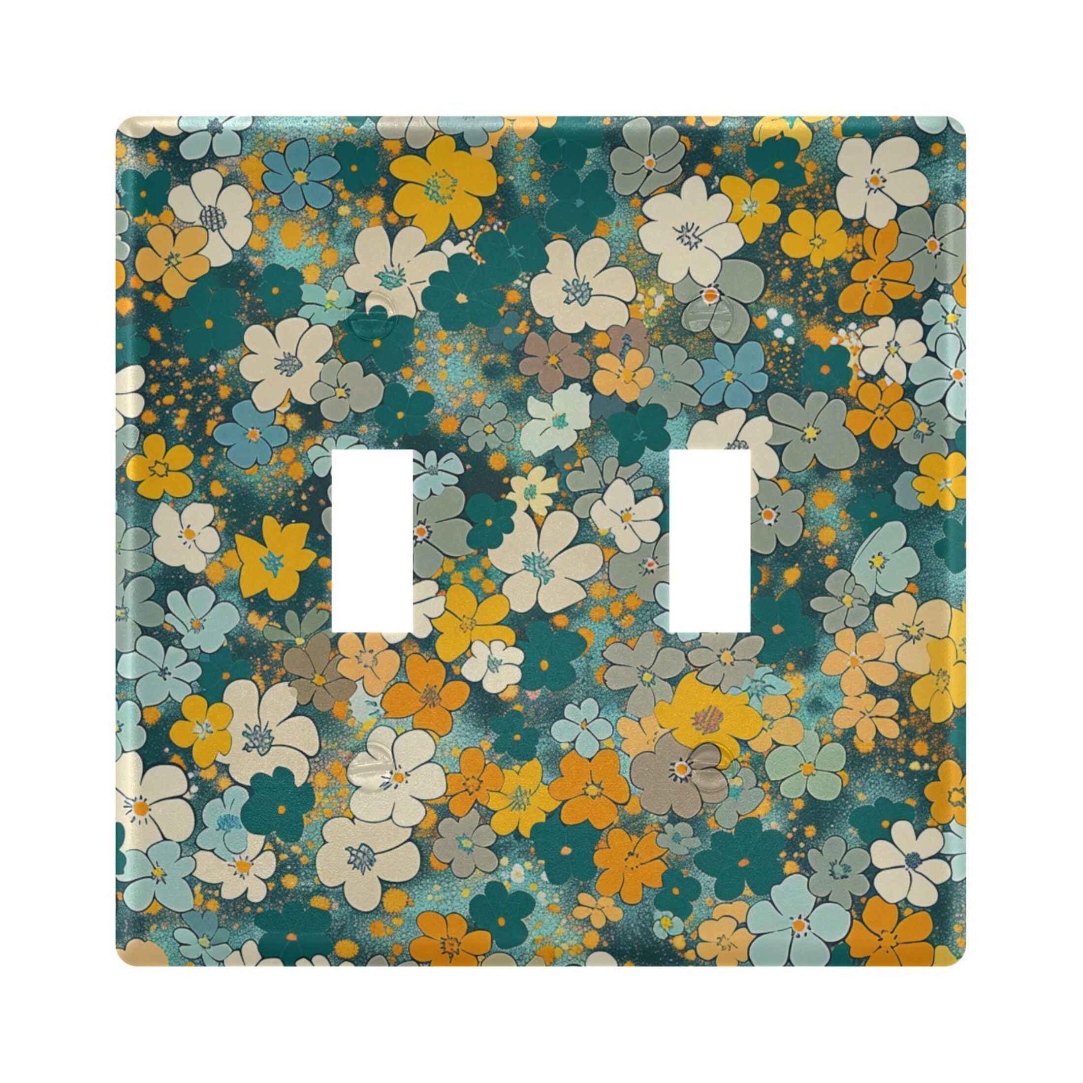 2 Gang Light Switch Cover Plate Watercolor Little Daisy Wall Plate