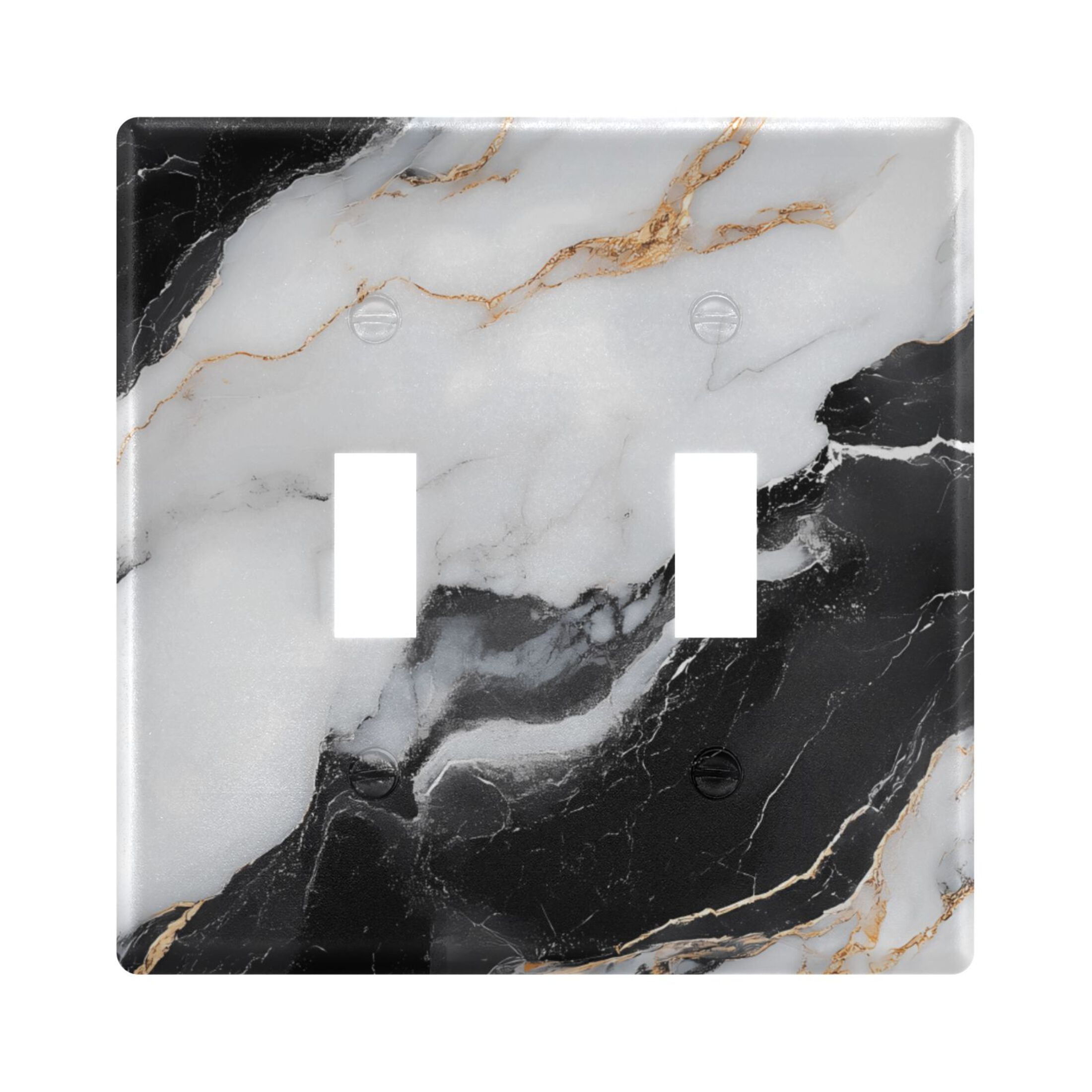 2 Gang Light Switch Cover Plate White Black Marble Texture Wall Plate
