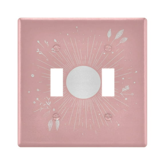 2 Gang Light Switch Cover Plate White Sun on Pink Wall Plate Decorate Electrical Outlet Cover Plates 4.56āx4.48ā
