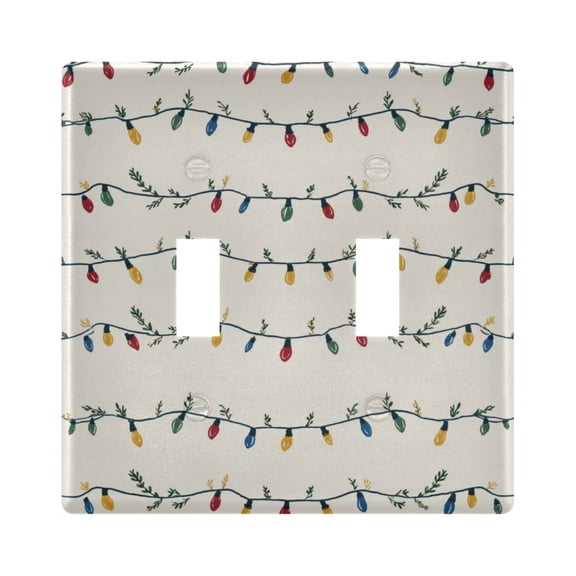 2-Gang Light Switch Wall Plate Outlet Cover for home electrical outlets Light Switch Cover Plates Colorful Christmas Lights Pattern
