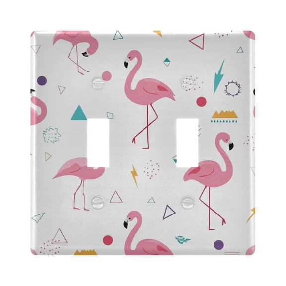2-Gang Light Switch Wall Plate Outlet Cover for home electrical outlets Light Switch Cover Plates Cute Flamingo Pattern