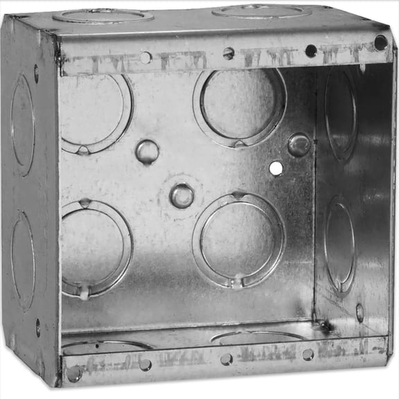 2-Gang Masonry Electrical Box, Metal Electrical Box, 2-1/2" Depth, 12 EKO Knockouts, Width 3.75'', Height 3.78'', Masonry Box 2-Gang, Welded Design, Steel Device Boxes for Masonry Walls