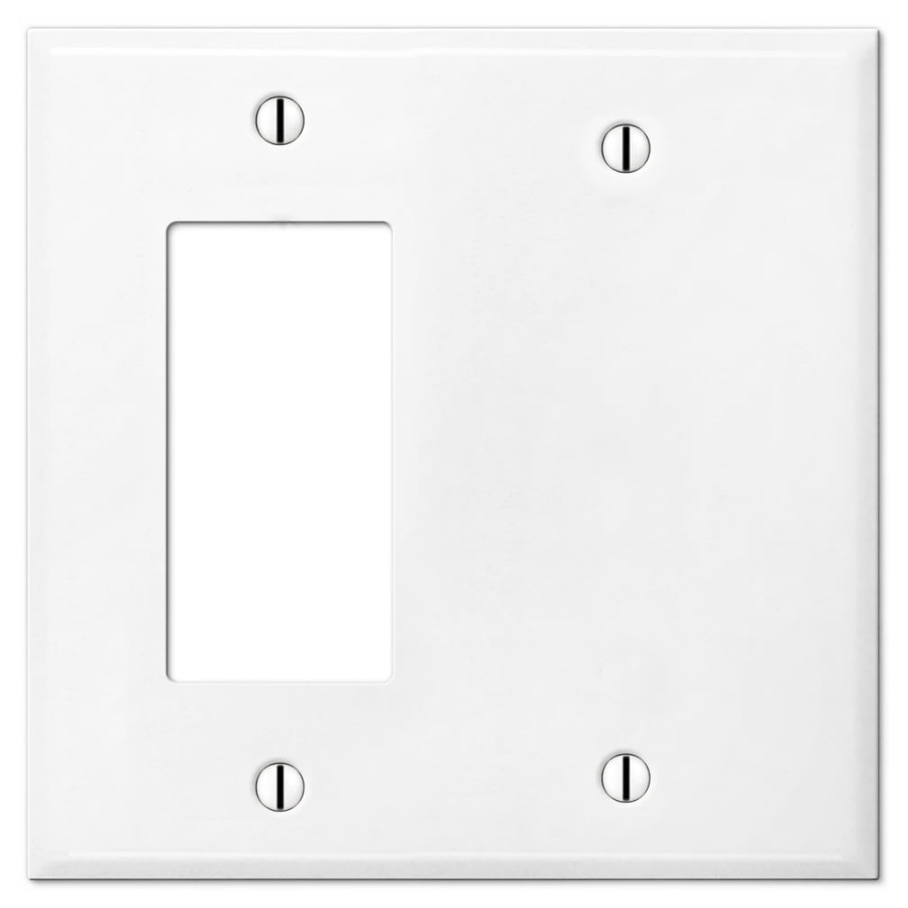 2 Gang Metal Combination Switch Plate, 1 Blank and 1 Decorator Style ...