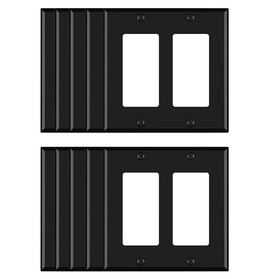 Wall Plate Midsize Decorator/Rocker, Black,2 Gang(10-Pack)