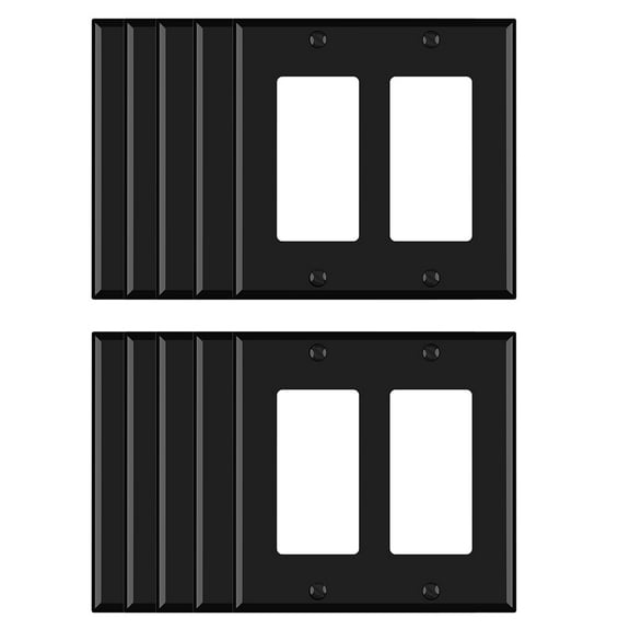 Wall Plate Midsize Decorator/Rocker, Black,2 Gang(10-Pack)