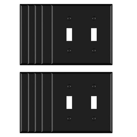 Wall Plate Midsize Toggle ,2 Gang,Black (10-Pack)