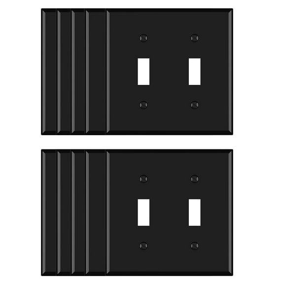 Wall Plate Midsize Toggle ,2 Gang,Black (10-Pack)