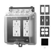 2-Gang Outdoor Outlet Cover - Lockable Weatherproof Electrical Box, Heavy Duty Waterproof Enclosure for Exterior Receptacles - Universal Fit for Standard Outlets