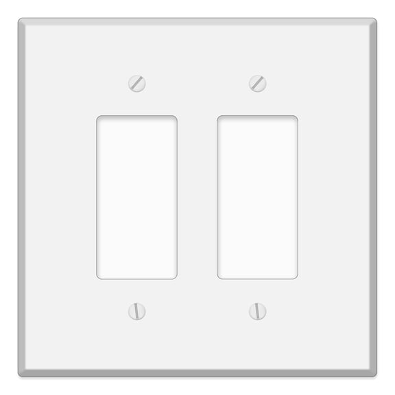 2-Gang Oversized White Metal Rocker Switch Wall Plate 5.5" x 5.5" Jumbo GFCI Outlet Cover, Heavy-Duty Corrosion-Resistant Steel with Matching Screws for Electrical Boxes, Universal Fit, Made in USA