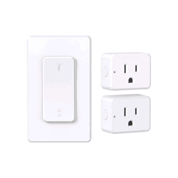 2-Gang Remote Control Outlet Plug Switches, Upgrade Dual Switch Design, Removable Double Wireless Light Switches, No Wiring No WiFi, 300 ft, 15A/1500W, Expandable, for Household Appliances