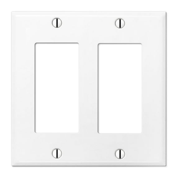 2 Gang Rocker - Decorator METAL Wall Plate - Wall Plate for Decorator Style Light Switches, GFCI, Electrical Plug Outlets, Stainless Steel Painted White, UL Listed, 4.5 x 4.5 Inches (Made in USA)
