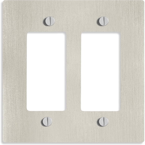 SELECT 2-Gang Satin Nickel Wall Plate Cover, Electrical Receptacle Outlet Faceplate, GFI/Rocker Decorator Light Switch Cover