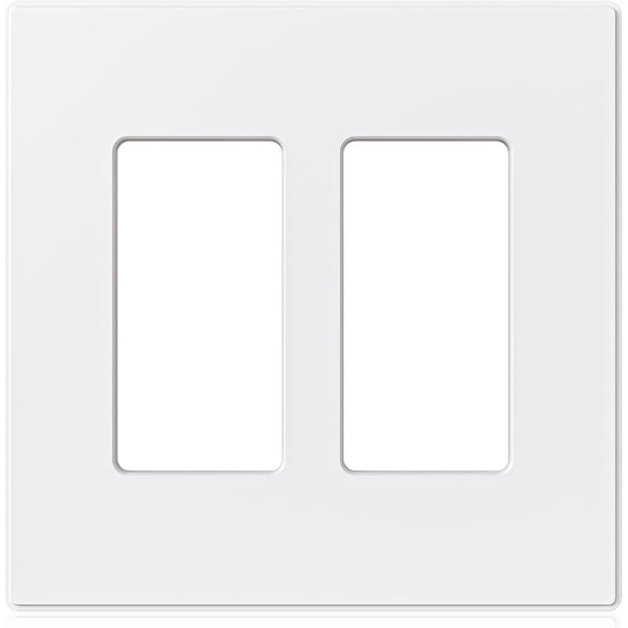 2-Gang Screwless Decorative Wall Plates, Mid-Size 4.88" height x 4.94" length Unbreakable Thermoplastic Faceplate Cover for Decorator Receptacle Outlet & ,  (1 , Matte White)