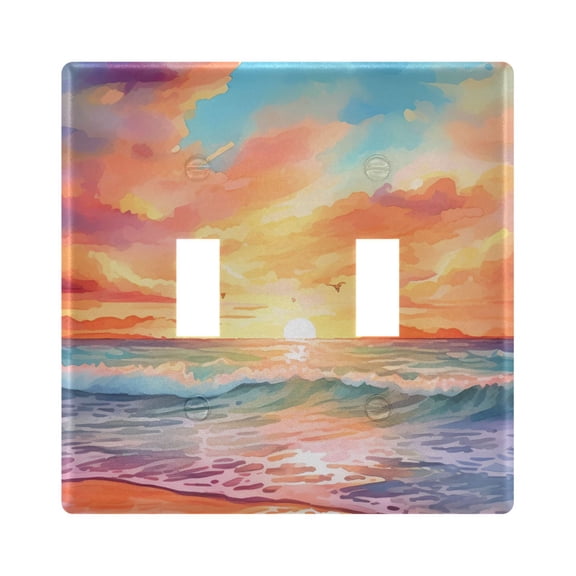 2 Gang Switch Covers Beach and Sunset Light Wall Plate Home Faceplate Switch Plates 4.56”x4.48”