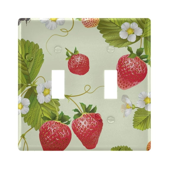 2 Gang Switch Covers Bees Strawberry Daisy Leaves Light Wall Plate Home Faceplate Switch Plates 4.56”x4.48”