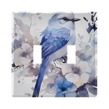 2 Gang Switch Covers Bird on Flowers Tree Light Wall Plate Home Faceplate Switch Plates 4.56”x4.48”