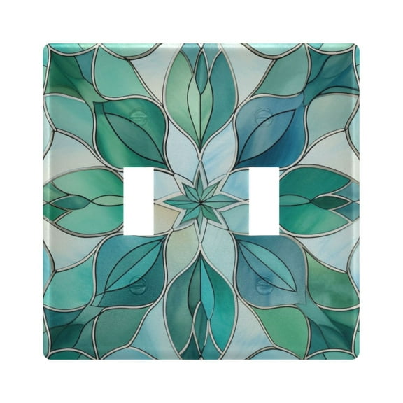 2 Gang Switch Covers Bohomia Green Print Light Wall Plate Home Faceplate Switch Plates 4.56”x4.48”