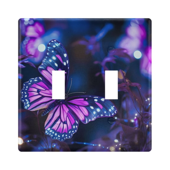 2 Gang Switch Covers Butterflies in Blue Light Wall Plate Home Faceplate Switch Plates 4.56”x4.48”