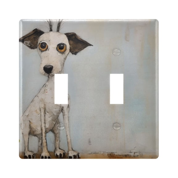 2 Gang Switch Covers Dog Paint Light Wall Plate Home Faceplate Switch Plates 4.56”x4.48”
