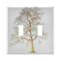 2 Gang Switch Covers Golden Tree Light Wall Plate Home Faceplate Switch Plates 4.56”x4.48”