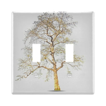2 Gang Switch Covers Golden Tree Light Wall Plate Home Faceplate Switch Plates 4.56”x4.48”