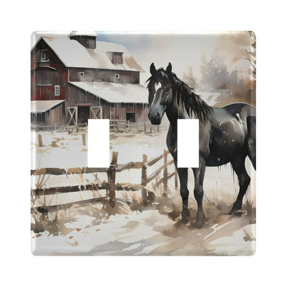 2 Gang Switch Covers Horse Farmhouse Light Wall Plate Home Faceplate Switch Plates 4.56”x4.48”