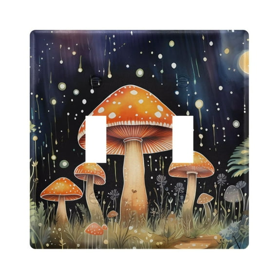 2 Gang Switch Covers Magic Mushrooms Print Light Wall Plate Home Faceplate Switch Plates 4.56”x4.48”