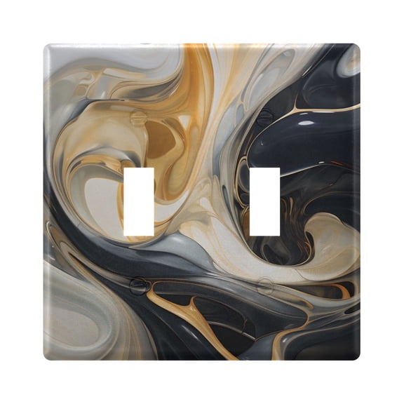 2 Gang Switch Covers Marble Black and White Light Wall Plate Home Faceplate Switch Plates 4.56”x4.48”