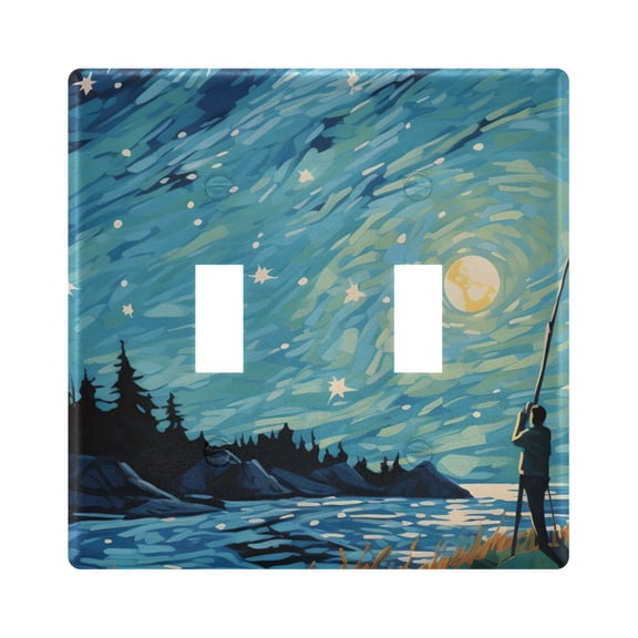 2 Gang Switch Covers Moon in Night Light Wall Plate Home Faceplate Switch Plates 4.56”x4.48”