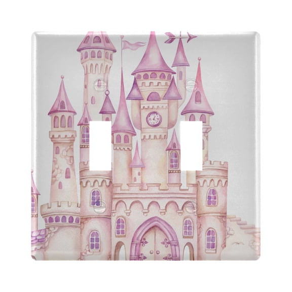 2 Gang Switch Covers Pink Princess Castle on Clouds Light Wall Plate Home Faceplate Switch Plates 4.56”x4.48”