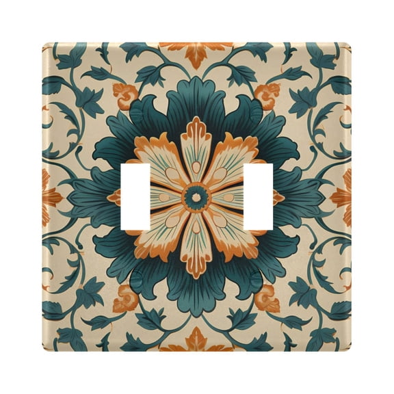 2 Gang Switch Covers Retro Floral Pattern Light Wall Plate Home Faceplate Switch Plates 4.56”x4.48”
