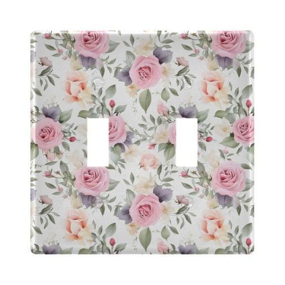 2 Gang Switch Covers Rose Flowers Pink Light Wall Plate Home Faceplate Switch Plates 4.56”x4.48”
