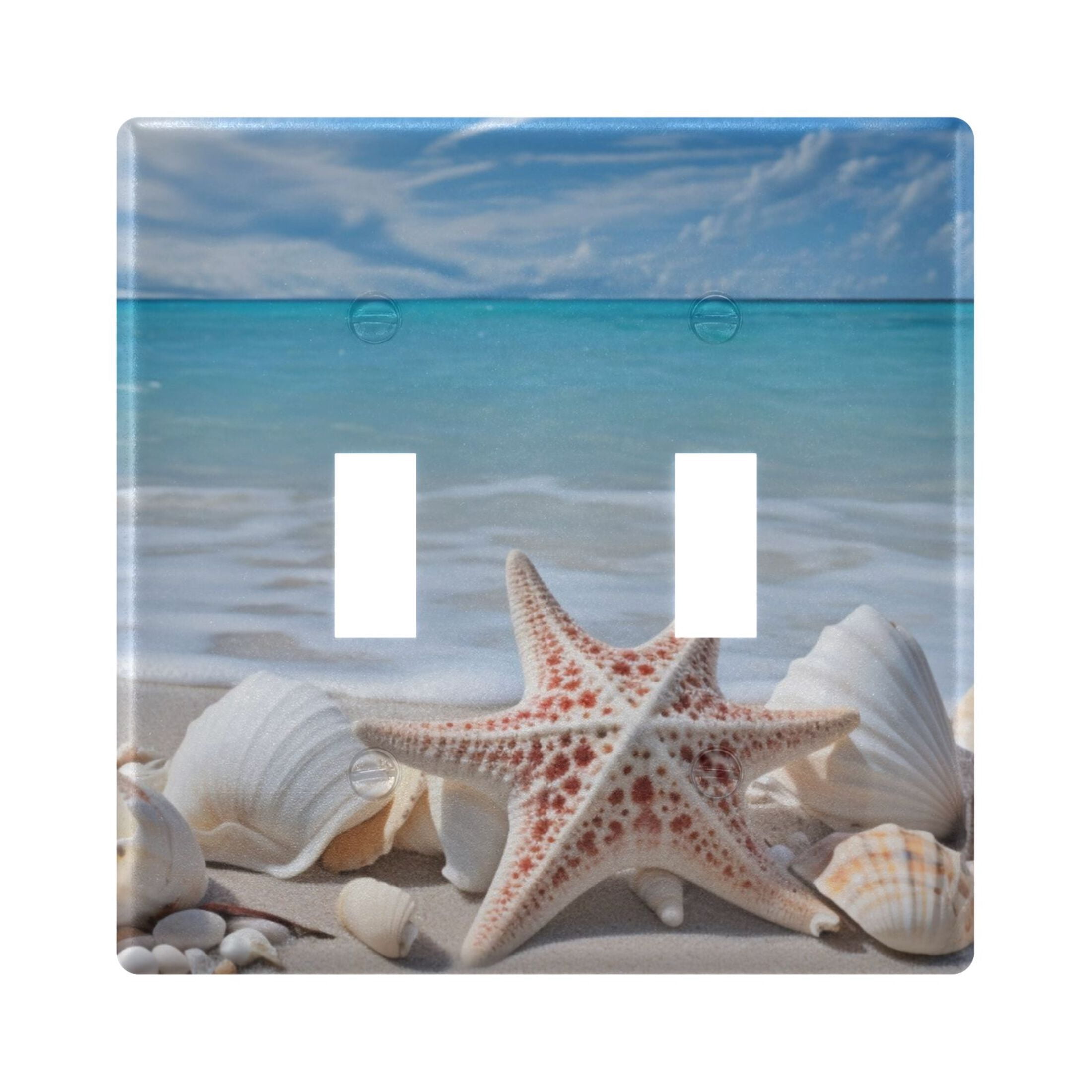 2 Gang Switch Covers Seastars on Beach Light Wall Plate Home Faceplate ...