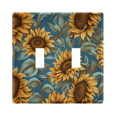 2 Gang Switch Covers Sunflowers and Leaves Light Wall Plate Home Faceplate Switch Plates 4.56”x4.48”
