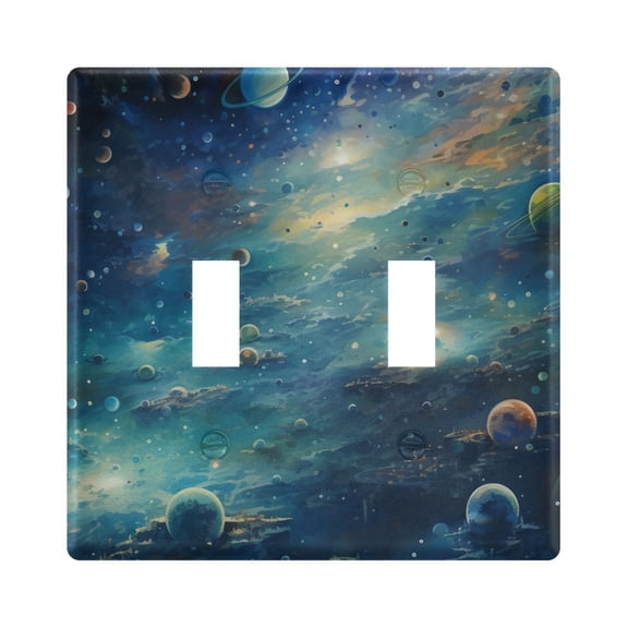 2 Gang Switch Covers Universe Space Light Wall Plate Home Faceplate Switch Plates 4.56”x4.48”