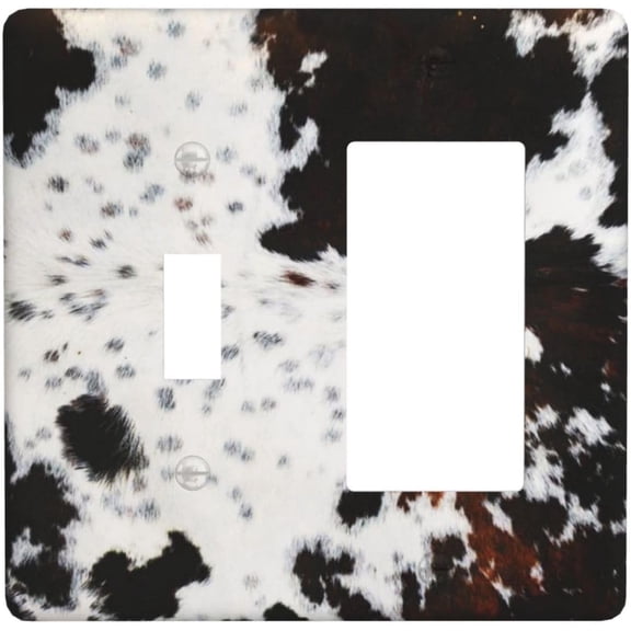 2 Gang Toggle Combination Light Switch Cover Brown Cheetah Cow Fur Print Toggle/Rocker Wall Art Decor Plate