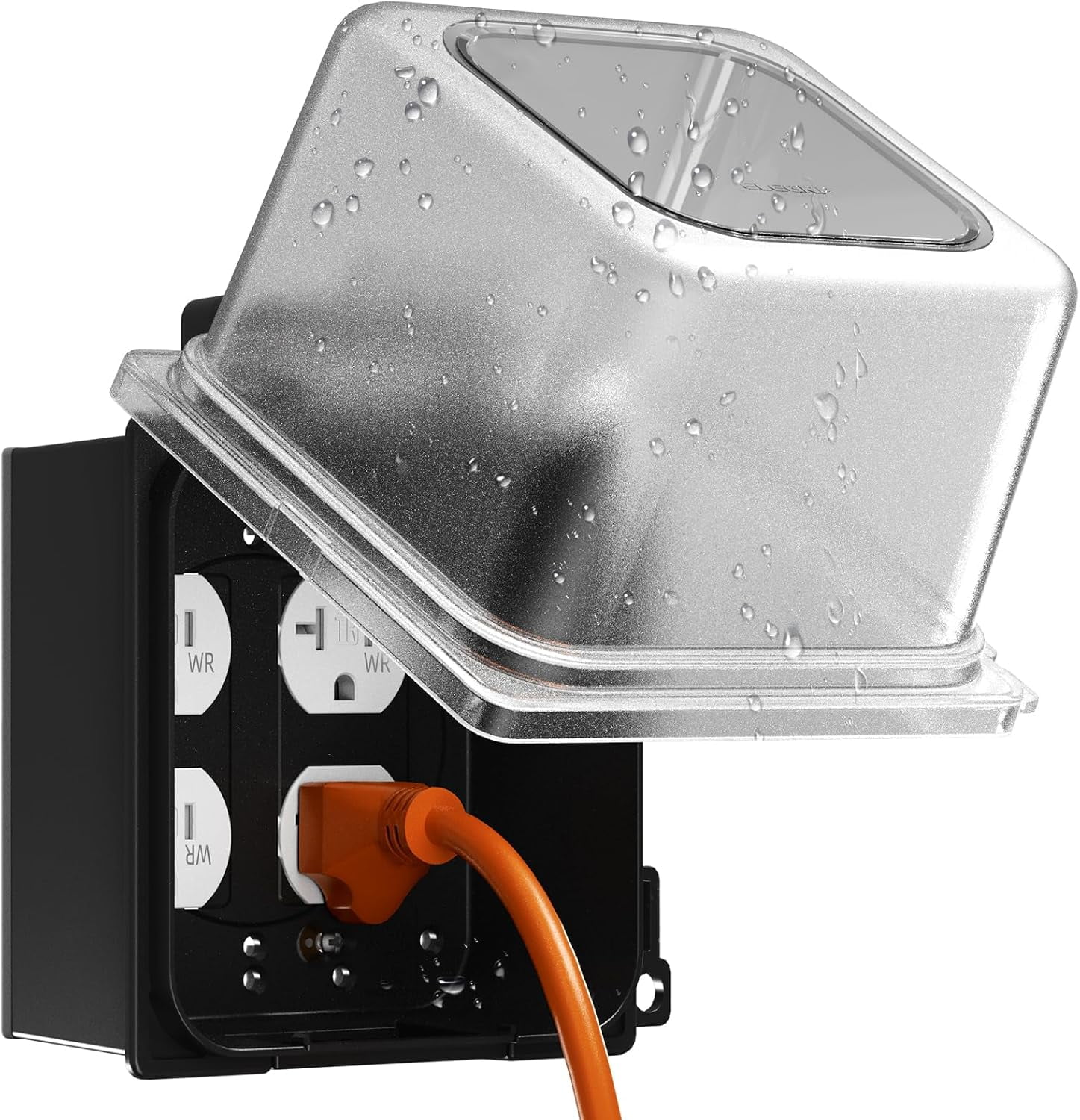 2-Gang Weatherproof Outdoor Outlet Cover, 5.33 in Deep, Extra-Duty Clear in-Use Outlet Cover for GFCI/Decorator Receptacles, 40-in-1 Custom Configurations, UL/CUL Certified, 1 Pack
