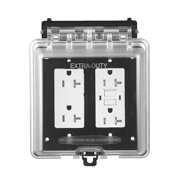 Lockable Outdoor Outlet Cover 2-Gang, All-Weather Waterproof Electrical Box with Gasket for Patio, Garden, and Garage Use