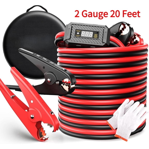 2 Gauge 20 Feet Heavy Duty Jumper Cables with Reverse Polarity Protection & Carry Bag, Automotive Booster Cables for Car, SUV & Truck Battery Jump Start,with Carry Bag