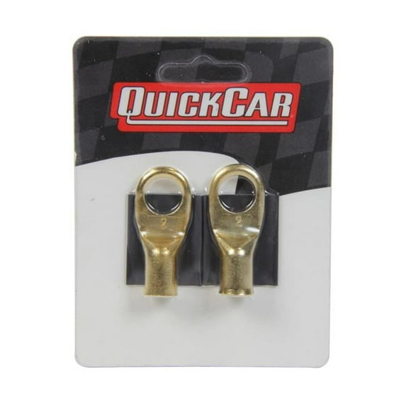 2 Gauge Battery Terminal with 0.5 in. Eyelet Heat Shrink, Brass - Pack of 2