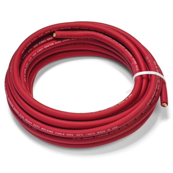2 Gauge EWCS Brand - 15 Feet Red - 100% Copper Premium Industrial Grade Extra Flexible Welding Cable 600 Volt