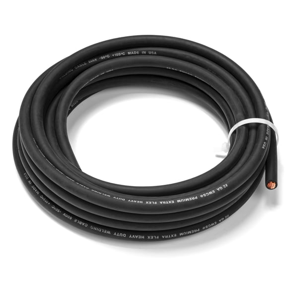 2 Gauge EWCS Brand - 25 Feet Black - 100% Copper Premium Industrial Grade Extra Flexible Welding Cable 600 Volt